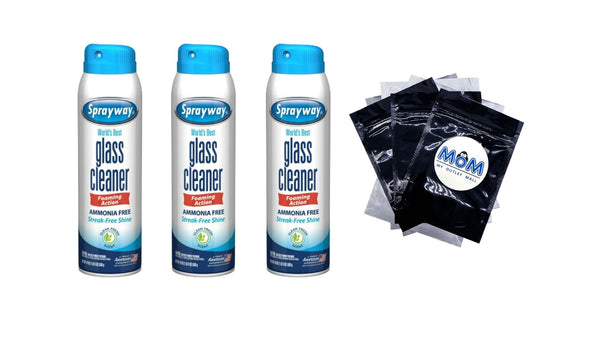Glass Cleaner, Ammonia-Free, Streak-Free Foaming Action, Twist & Lock Cap - 3 packs - 19 Fl oz per pack - plus 3 My Outlet Mall Resealable Storage Pouches