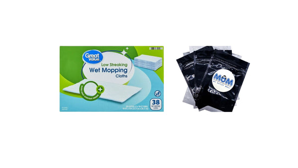 Wet Mopping Cloth Refills - 1 pack - 38 count per pack - plus 3 My Outlet Mall Resealable Storage Pouches