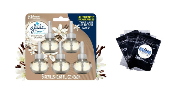 PlugIns Scented Oil, Sheer Vanilla Embrace, Infused with Essential Oils, 0.67 oz - 1 pack - 5 Count  per pack - plus 3 My Outlet Mall Resealable Storage Pouches