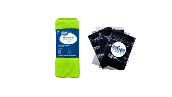 Multipurpose Microfiber Household Cleaning Cloth & Wipe, Multicolor - 1 pack - 12 count per pack - plus 3 My Outlet Mall Resealable Storage Pouches
