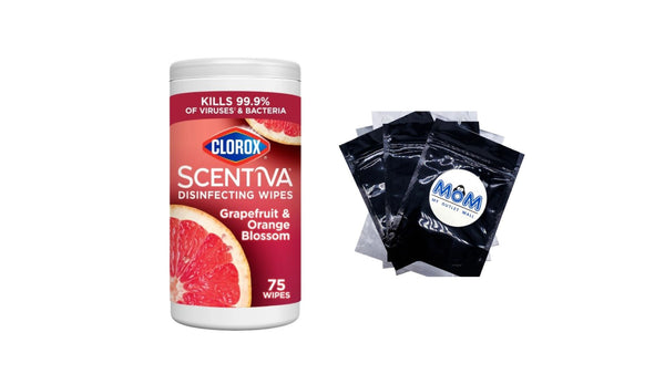 Scentiva Bleach-Free Cleaning Wipes, Grapefruit & Orange Blossom - 1 pack - 75 count per pack - plus 3 My Outlet Mall Resealable Storage Pouches