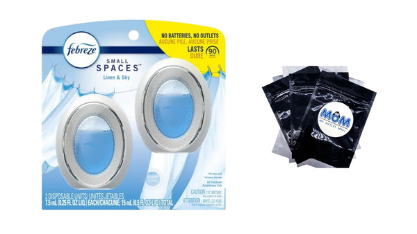 Small Spaces Air Freshener, Odor-Fighting, Linen & Sky - 1 pack - 2 count per pack - plus 3 My Outlet Mall Resealable Storage Pouches