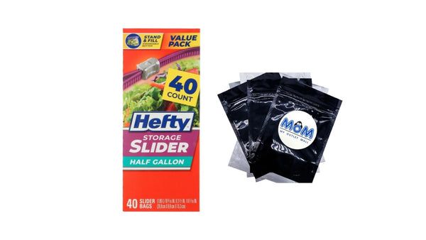Slider Kitchen Storage Bags, Half-gallon Size - 1 pack -  40 Count per pack - plus 3 My Outlet Mall Resealable Storage Pouches