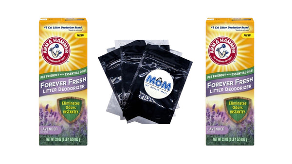 Forever Fresh Cat Litter Deodorizer, Pet-Friendly Lavender Scent -  2 packs - 33 oz per pack - plus 3 My Outlet Mall Resealable Storage Pouches
