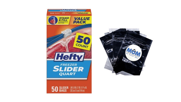 Slider Freezer Kitchen Storage Bags, Quart Size - 1 pack - 50 Count per pack - plus 3 My Outlet Mall Resealable Storage Pouches