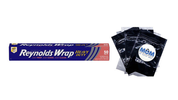 Heavy Duty Aluminum Foil, 12 Inch Width - 1 pack -  50 square feet per pack - plus 3 My Outlet Mall Resealable Storage Pouches