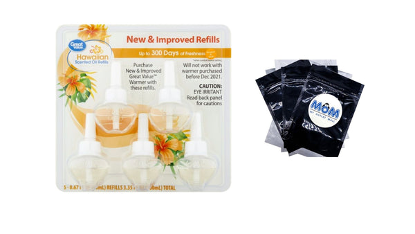 Scented Oil Refills, Hawaiian, 0.67 oz - 1 pack - 5 count per pack - plus 3 My Outlet Mall Resealable Storage Pouches