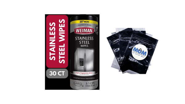 Stainless Steel Appliance Cleaning Wipes, Streak-Free Shine - 1 pack - 30 count per pack - plus 3 My Outlet Mall Resealable Storage Pouches