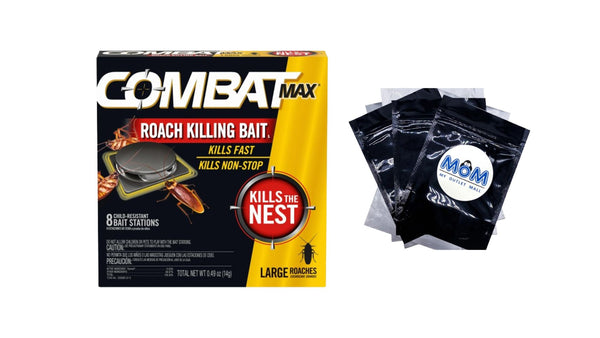 Large Roach Killing Bait Stations, Child-resistant -  1 pack - 8 count per pack plus 3 My Outlet Mall Resealable Storage Pouches