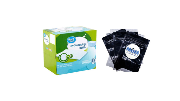 Dry Sweeping Cloth Refills - 1 pack - 32 count per pack - plus 3 My Outlet Mall Resealable Storage Pouches