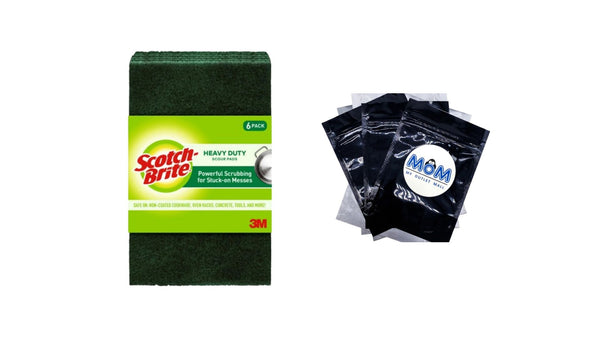 Heavy Duty Scour Pads - 1 pack -  6 count per pack - plus 3 My Outlet Mall Resealable Storage Pouches