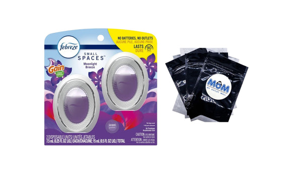 Small Spaces Air Freshener, Odor-Fighting, Gain Moonlight Breeze - 1 pack - 2 count per pack - plus 3 My Outlet Mall Resealable Storage Pouches