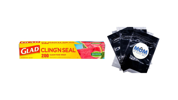 Cling N Seal Plastic Food Wrap - 1 pack -  200 sq ft Roll per pack - plus 3 My Outlet Mall Resealable Storage Pouches