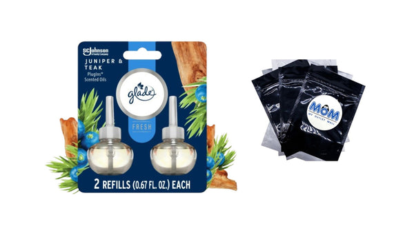 PlugIns Scented Oil Refills Infused with Essential Oils, Juniper & Teak - 1 pack - 2 count per pack - plus 3 My Outlet Mall Resealable Storage Pouches