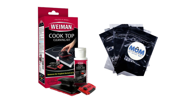 Cook Top Complete Cleaning Kit - Includes Cream, Scrubbing Pad and Scraper - 1 Pack - 3 PIECE SET per pack - plus 3 My Outlet Mall Resealable Storage Pouches