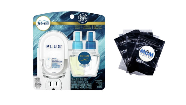 Plug In Air Freshener, Odor-Fighting Scented Oil Starter Kit, Ocean Scent, Warmer + 1 Refill - 1 pack - 2 count per pack - plus 3 My Outlet Mall Resealable Storage Pouches