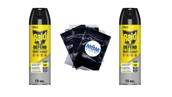 Defend Multi Insect, Indoor and Outdoor Ants, Roaches, Spiders and Flies Insect Killer Bug Spray - 2 packs - 15 oz per pack plus 3 My Outlet Mall Resealable Storage Pouches