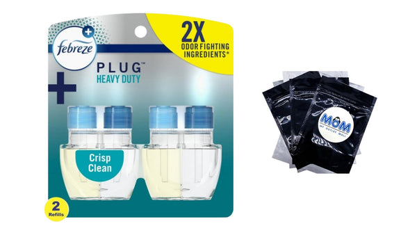 Plug In Air Freshener, Odor-Fighting Scented Oil Refill, Heavy Duty Crisp Clean - 1 pack - 2 count per pack - plus 3 My Outlet Mall Resealable Storage Pouches