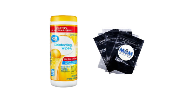 Disinfecting Wipes, Lemon Scent - 1 pack - 35 count per pack - plus 3 My Outlet Mall Resealable Storage Pouches