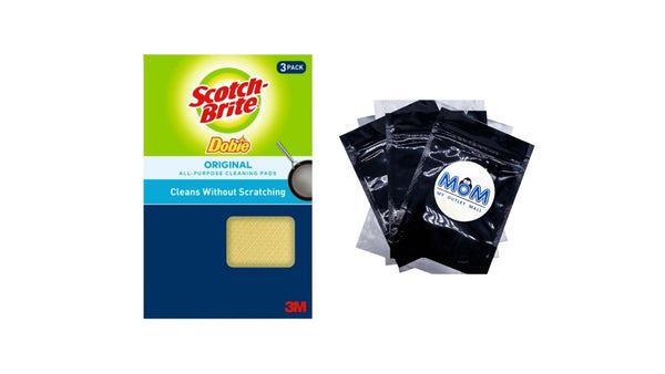 Dobie All-purpose Cleaning Pads, Yellow - 1 pack -  3 count per pack - plus 3 My Outlet Mall Resealable Storage Pouches