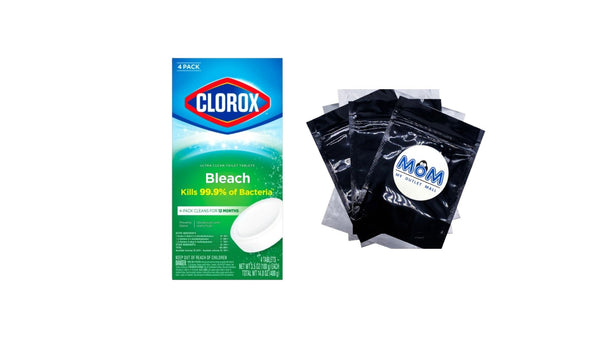 Bleach Automatic Toilet Bowl Cleaner Tablets - 1 pack -  4 count per pack - plus 3 My Outlet Mall Resealable Storage Pouches