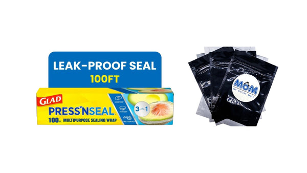 Press'n Seal Plastic Food Wrap - 1 pack -  100 sq ft Roll per pack - plus 3 My Outlet Mall Resealable Storage Pouches