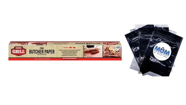 Pink Butcher Paper - Food Wrap Ideal for Improving Tenderness and Bark on Brisket - 1 pack -  22" wide per pack - plus 3 My Outlet Mall Resealable Storage Pouches