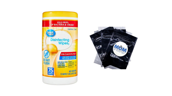 Lemon Scent Disinfecting Wipes - 1 pack - 75 count per pack - plus 3 My Outlet Mall Resealable Storage Pouches