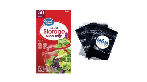 Fresh Seal Slider Zipper Bags, Quart Storage  - 1 pack -  50 Count per pack - plus 3 My Outlet Mall Resealable Storage Pouches
