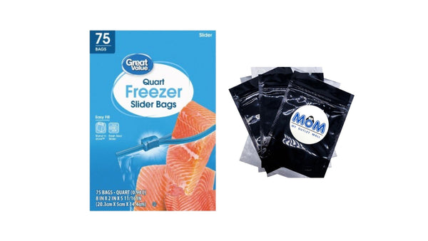 Freezer Guard Slider Zipper Bags, Quart Freezer - 1 pack -  75 Count per pack - plus 3 My Outlet Mall Resealable Storage Pouches