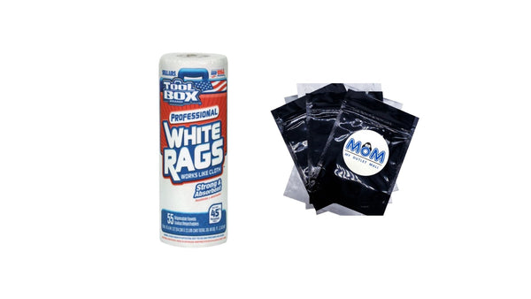 Professional White Rags Multi-Surface Cleaning Disposable Towel - 1 pack - 55 sheets per pack/roll- plus 3 My Outlet Mall Resealable Storage Pouches