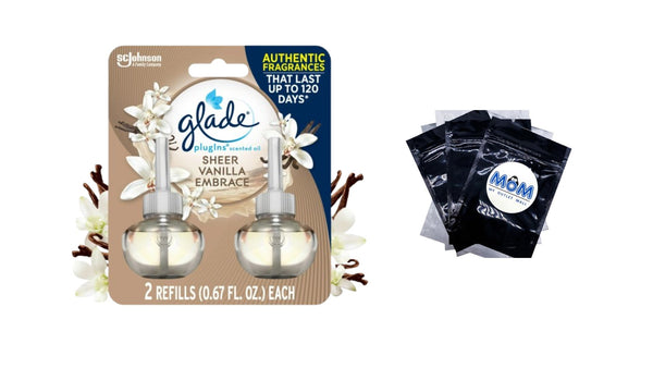 PlugIns Scented Oil, Sheer Vanilla Embrace, Infused with Essential Oils, 0.67 oz - 1 pack - 2 Count per pack - plus 3 My Outlet Mall Resealable Storage Pouches