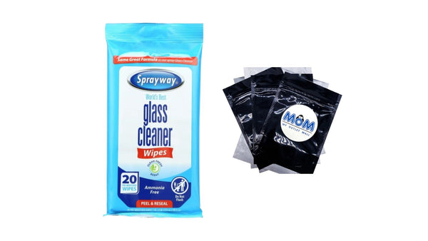 Glass Cleaner Wipes - 1 pack - 20 count - per pack - plus 3 My Outlet Mall Resealable Storage Pouches