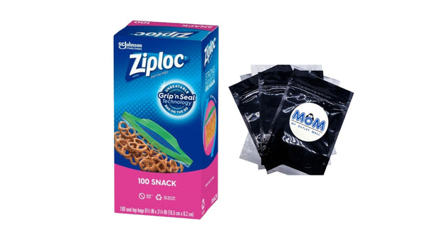 Brand Snack Bags with Grip 'n Seal Technology  - 1 Pack - 100 Count per pack- plus 3 My Outlet Mall Resealable Storage Pouches