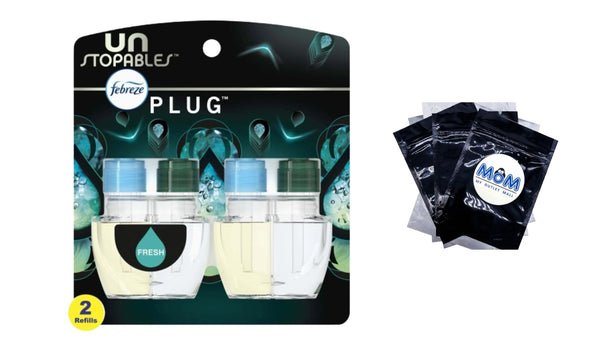 Unstopables Plug Refill Odor-Fighting Air Freshener Fresh Scent - 1 pack - 2 count per pack - plus 3 My Outlet Mall Resealable Storage Pouches