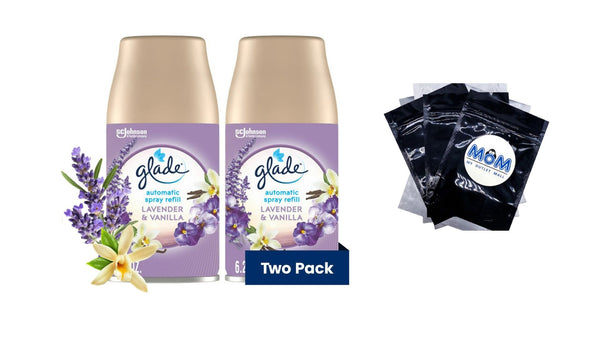 Automatic Spray Refills, Air Freshener, Infused with Essential Oils, Lavender & Vanilla - 1 pack - 2 count per pack - plus 3 My Outlet Mall Resealable Storage Pouches