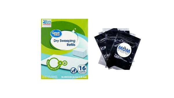 Dry Sweeping Cloth Refills - 1 pack - 16 count per pack - plus 3 My Outlet Mall Resealable Storage Pouches