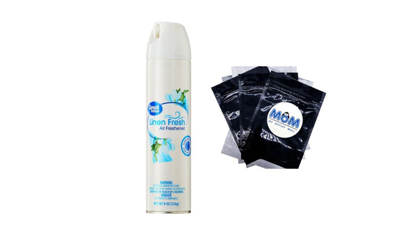 Aerosol Air Freshener, Linen Fresh - 1 pack - 8 oz per pack - plus 3 My Outlet Mall Resealable Storage Pouches