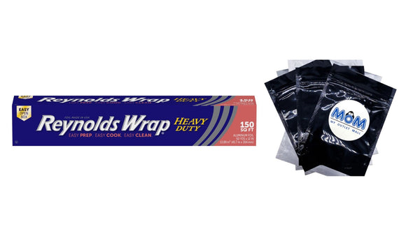 Heavy Duty Aluminum Foil, 12 Inch Width - 1 pack -  150 square feet per pack - plus 3 My Outlet Mall Resealable Storage Pouches