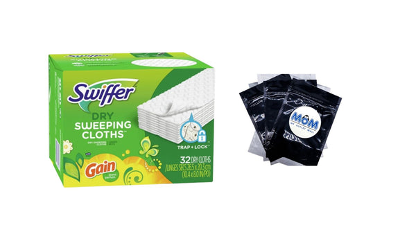 Swiffer Dry Cloth Refills With Gain Original- 1 pack - 32 count per pack - plus 3 My Outlet Mall Resealable Storage Pouches