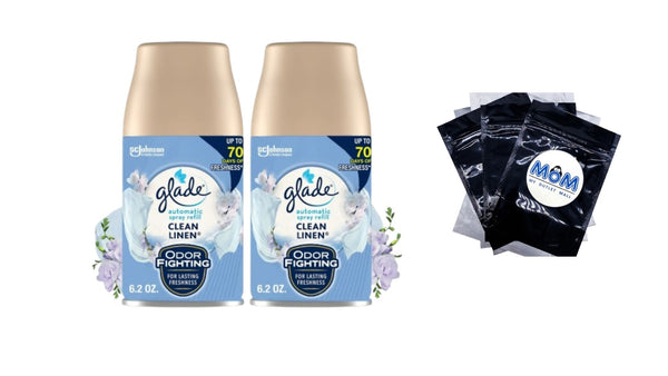 Automatic Spray Refills, Air Freshener, Infused with Essential Oils, Clean Linen - 1 pack - 2 count per pack - plus 3 My Outlet Mall Resealable Storage Pouches