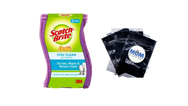 Dobie Stay Clean Scrubbers - 1 pack -  2 count per pack - plus 3 My Outlet Mall Resealable Storage Pouches