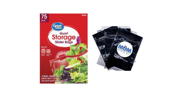 Fresh Seal Slider Zipper Bags, Quart Storage - 1 pack -  75 Count per pack - plus 3 My Outlet Mall Resealable Storage Pouches