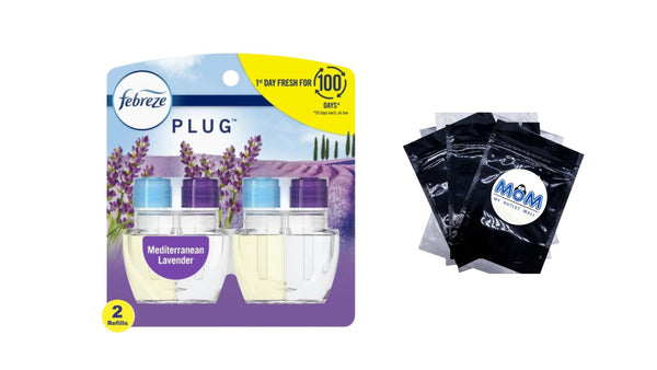Plug Refill Odor-Fighting Air Freshener Mediterranean Lavender Scent - 1 pack - 2 count per pack - plus 3 My Outlet Mall Resealable Storage Pouches