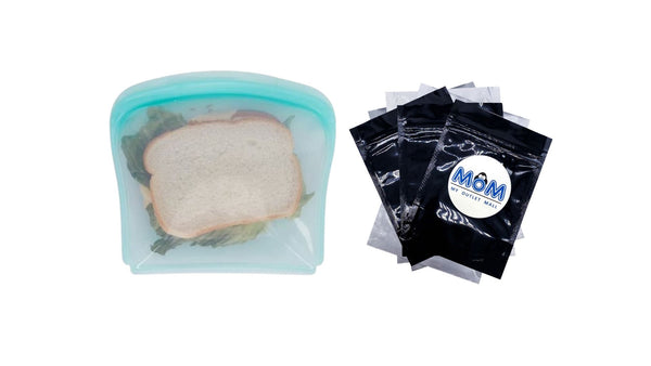 Reusable Silicone Sandwich Food Storage Bag, Blue - 1 pack - plus 3 My Outlet Mall Resealable Storage Pouches