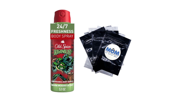 Aluminum Free Body Spray for Men, Dragonblast, Warm Woodsy Scent - 1 pack - 5.1 oz per pack - plus 3 My Outlet Mall Resealable Storage Pouches