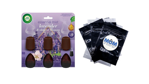 Essential Mist Refill, Lavender and Almond Blossom, Essential Oils Diffuser, Air Freshener 3 Count - 1 pack - plus 3 My Outlet Mall Resealable Storage Pouches