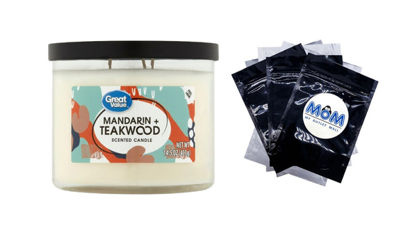 Mandarin & Teakwood Aromatherapy Candles Scented - 1 pack - 14 oz per pack - plus 3 My Outlet Mall Resealable Storage Pouches