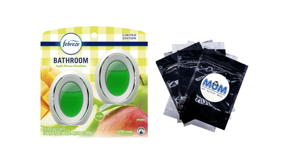 Bathroom Air Freshener, Small Spaces Odor-Fighting, Apple Mango Sunshine, 2 Count - 1 pack - plus 3 My Outlet Mall Resealable Storage Pouches
