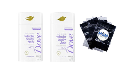 Aluminum Free Whole Body Deo Anti-Chafe Deodorant Stick Coconut & Vanilla - 2 packs - 2.6 oz per pack - plus 3 My Outlet Mall Resealable Storage Pouches